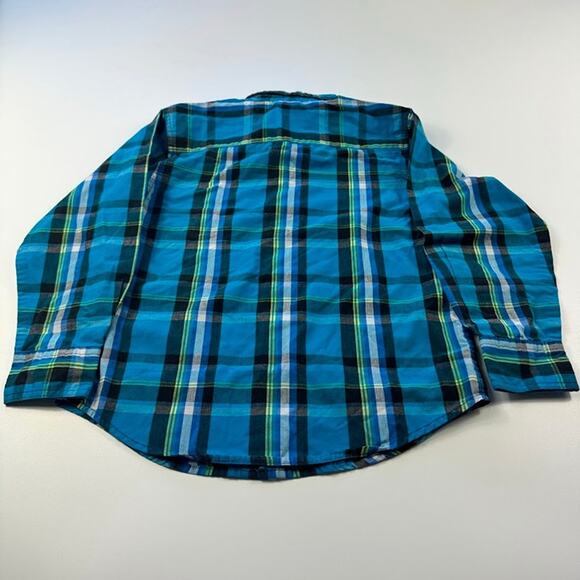 Wrangler Boy's Blue Plaid Long Sleeve Button Down Dress Shirt Small 6/7 - Picture 2 of 10